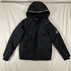 DIESEL Boys Winter Coat Parka Size 14-16 Black Hooded Polyester Full Zip